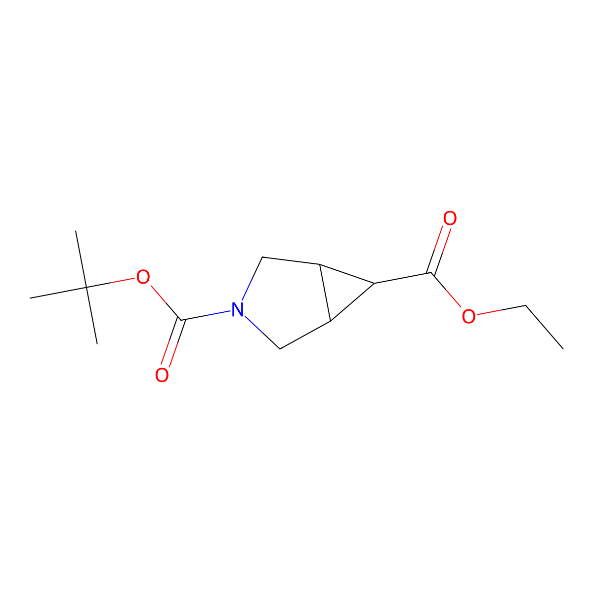 3-Tert-butyl 6-ethyl 3-azabicyclo[3.1.0]hexane-3,6-dicarboxylate molecular structure, CAS 179236-78-3