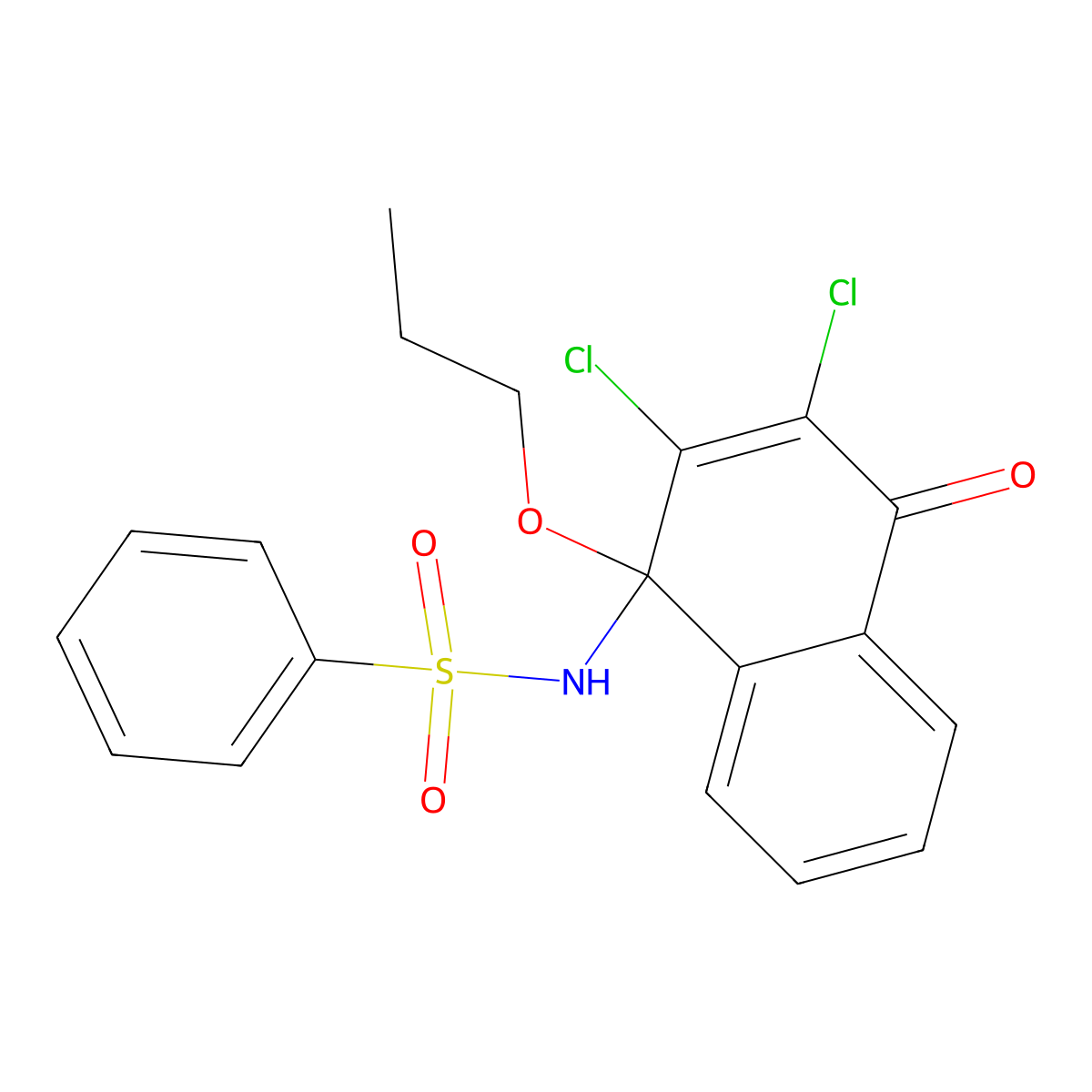 N-(2,3-dichloro-4-oxo-1-propoxy-1,4-dihydronaphthalen-1-yl)benzenesulfonamide molecular structure, CAS 179245-28-4