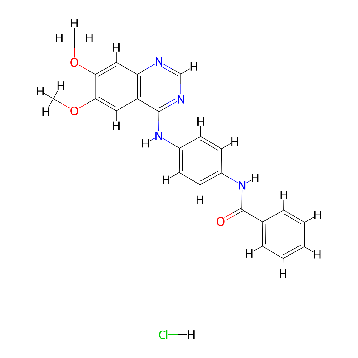 N-[4-[(6,7-Dimethoxy-4-quinazolinyl)amino]phenyl]benzamide hydrochloride molecular structure, CAS 179247-42-8