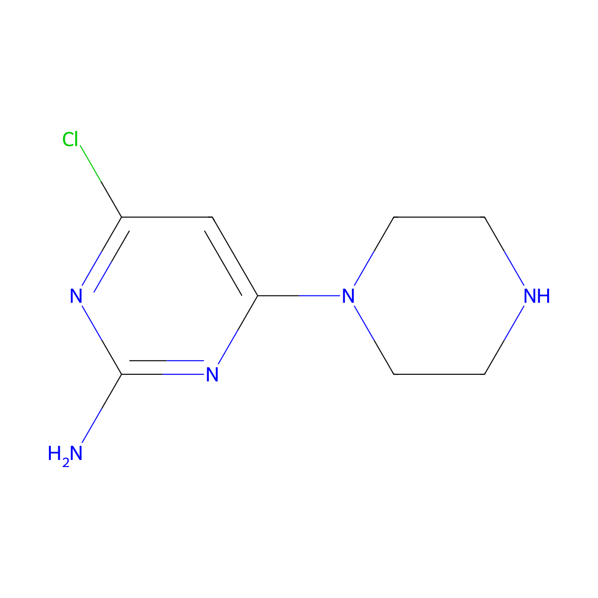 4-Chloro-6-(piperazin-1-yl)pyrimidin-2-amine molecular structure, CAS 179250-64-7