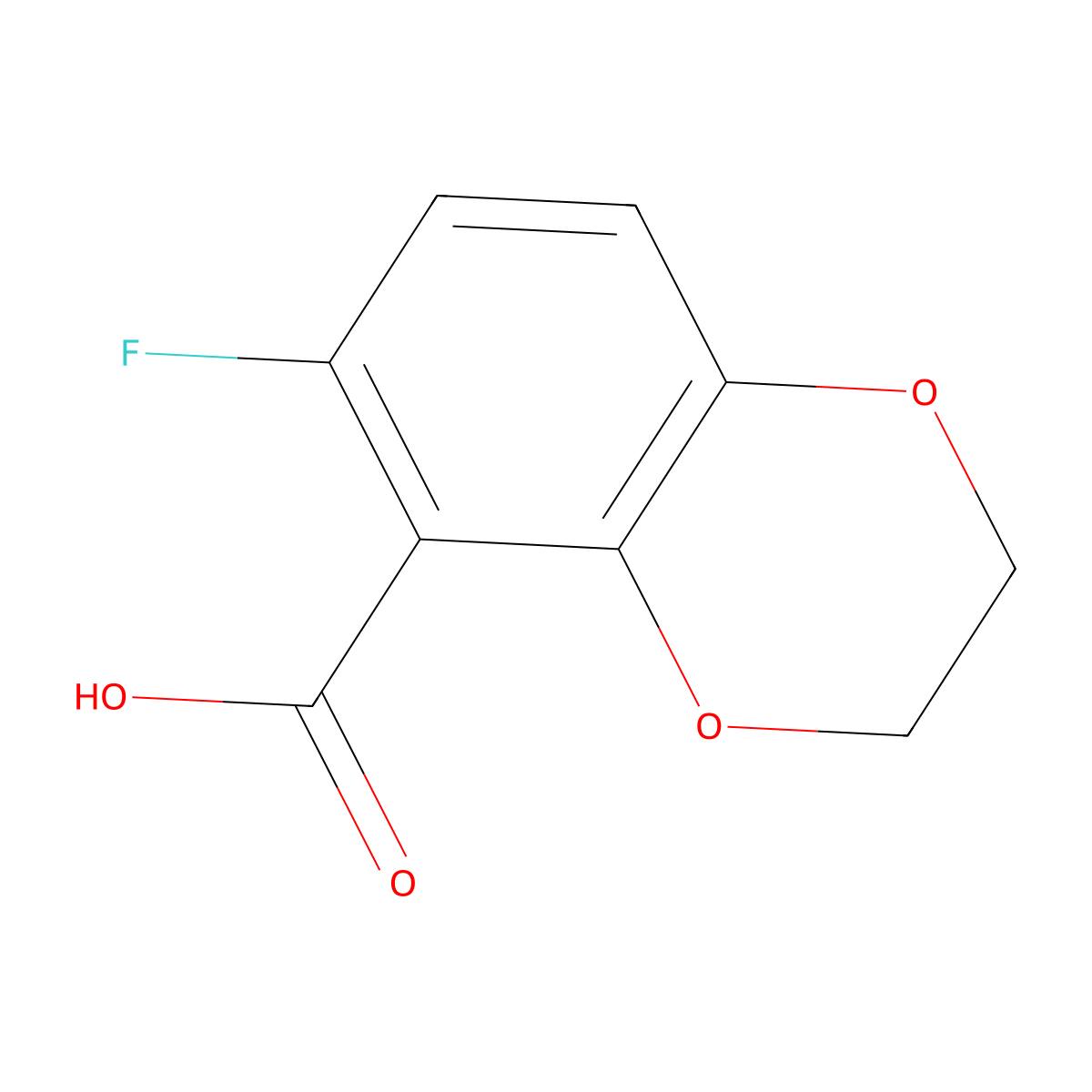 6-Fluoro-2,3-dihydro-1,4-benzodioxine-5-carboxylic acid molecular structure, CAS 179262-57-8