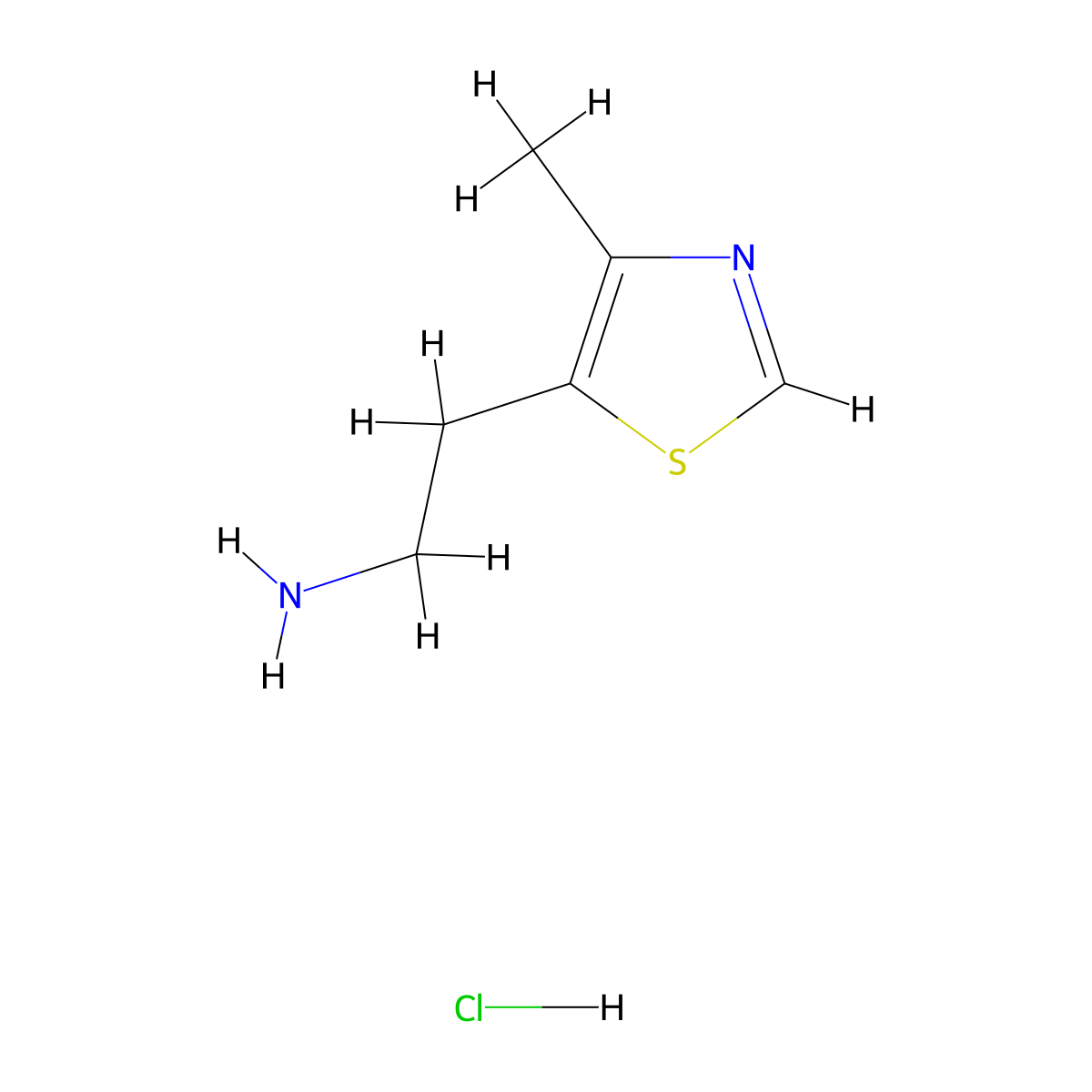 Thiazole, 5-(2-aminoethyl)-4-methyl-, hydrochloride molecular structure, CAS 17928-09-5
