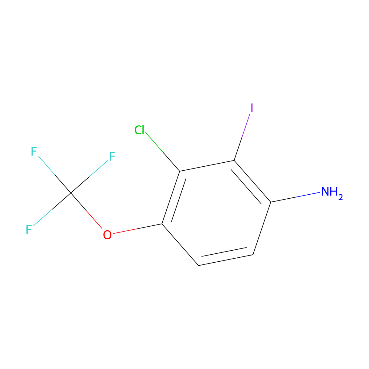 3-Chloro-2-iodo-4-(trifluoromethoxy)aniline molecular structure, CAS 1792885-92-7