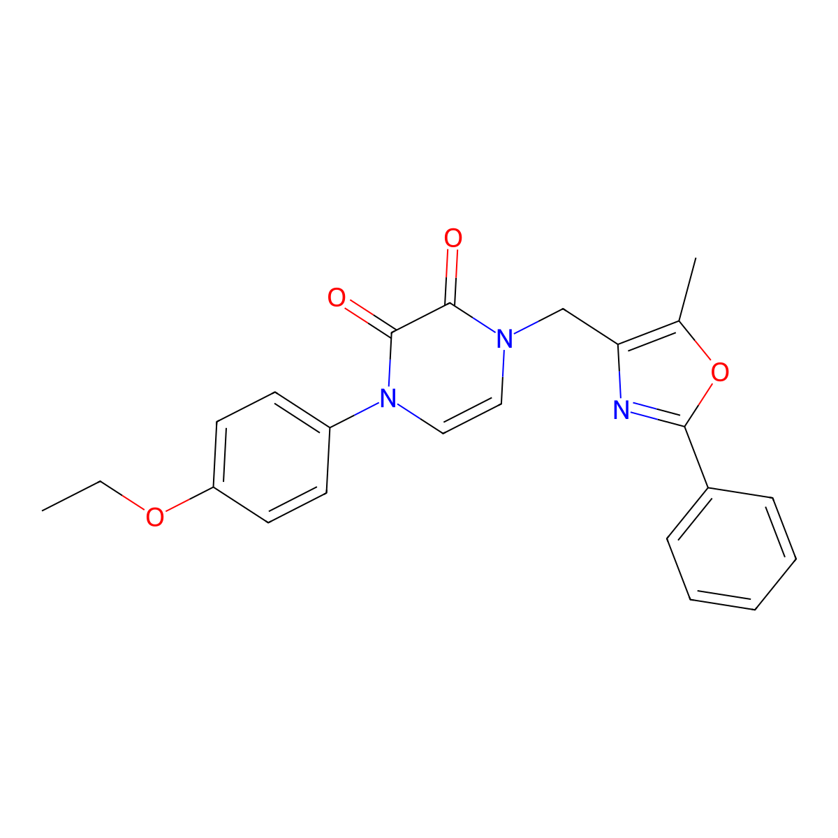 1-(4-Ethoxyphenyl)-4-[(5-methyl-2-phenyl-1,3-oxazol-4-yl)methyl]-1,2,3,4-tetrahydropyrazine-2,3-dione molecular structure, CAS 1792923-68-2