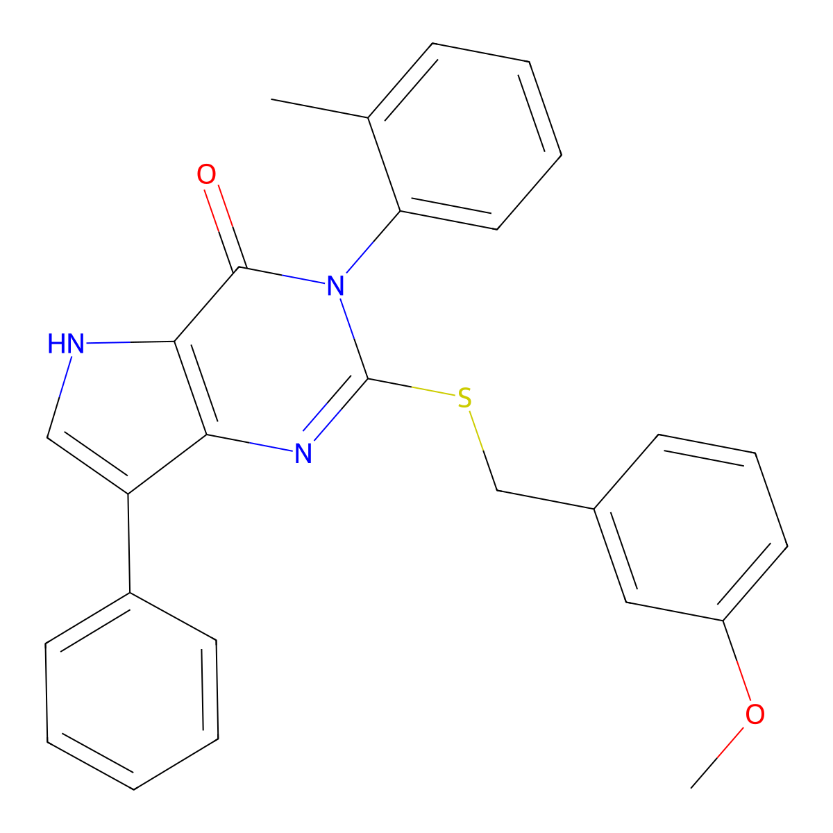 2-((3-methoxybenzyl)thio)-7-phenyl-3-(o-tolyl)-3H-pyrrolo[3,2-d]pyrimidin-4(5H)-one molecular structure, CAS 1792976-44-3