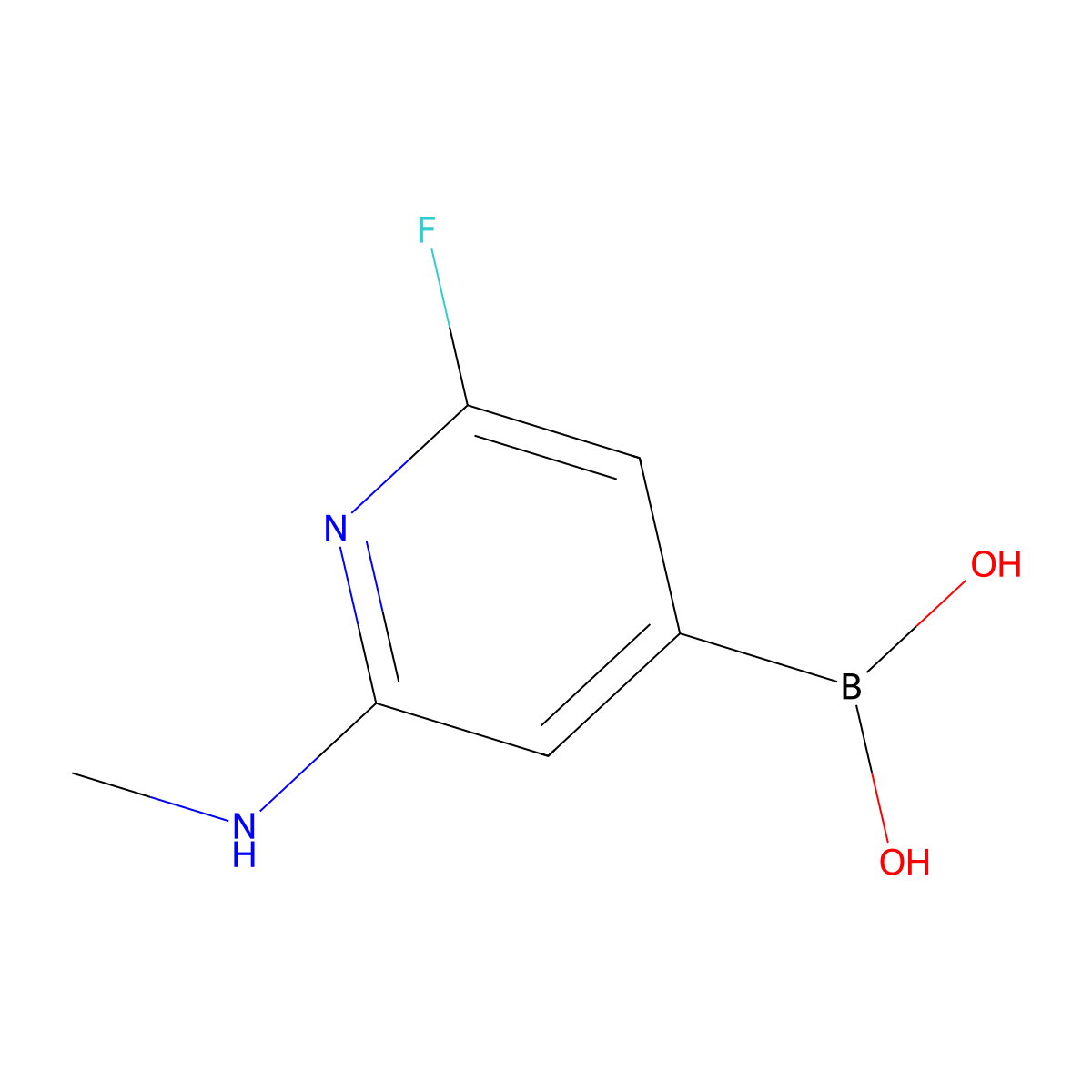 [2-Fluoro-6-(methylamino)pyridin-4-yl]boronic acid molecular structure, CAS 1792996-62-3