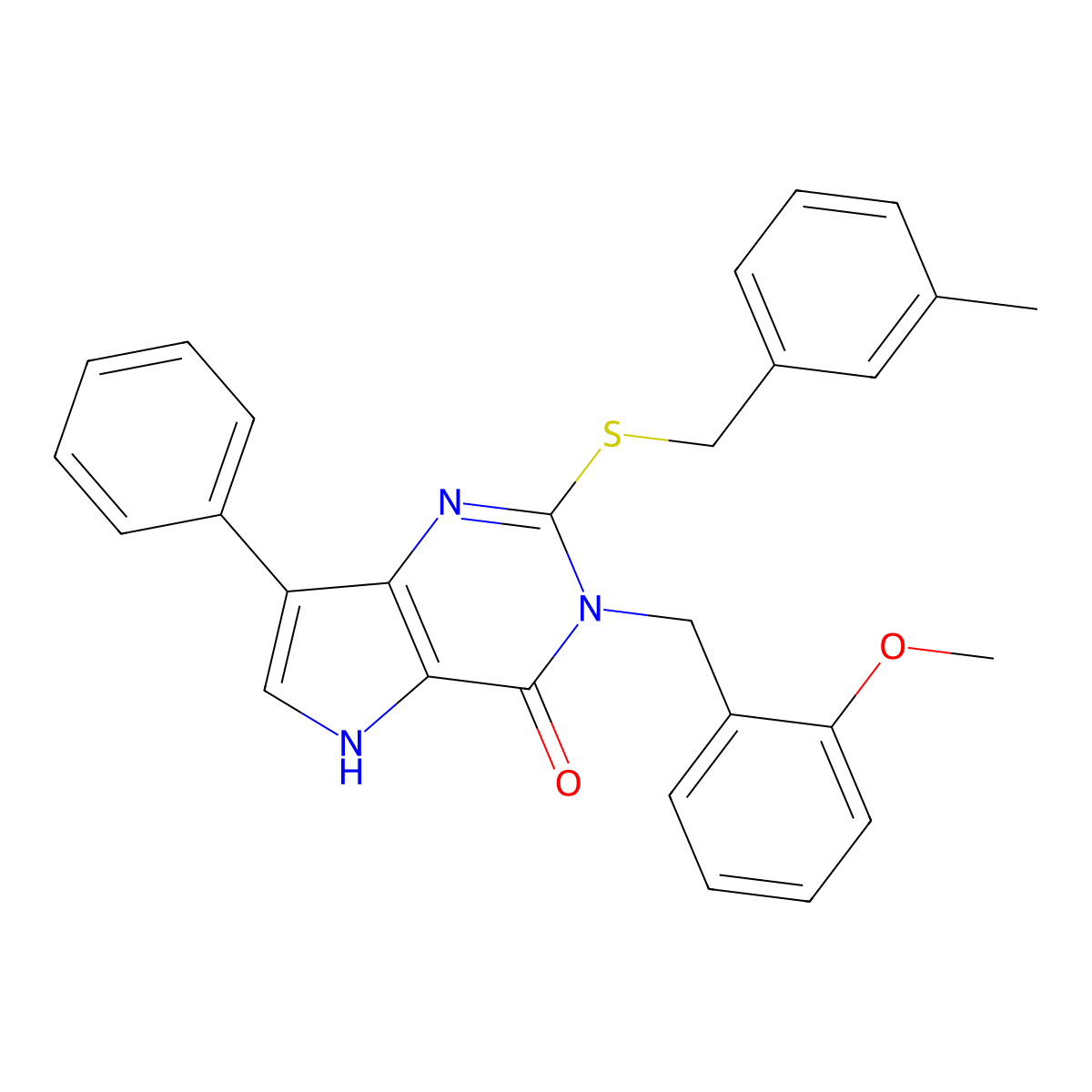 3-(2-methoxybenzyl)-2-((3-methylbenzyl)thio)-7-phenyl-3H-pyrrolo[3,2-d]pyrimidin-4(5H)-one molecular structure, CAS 1793002-90-0