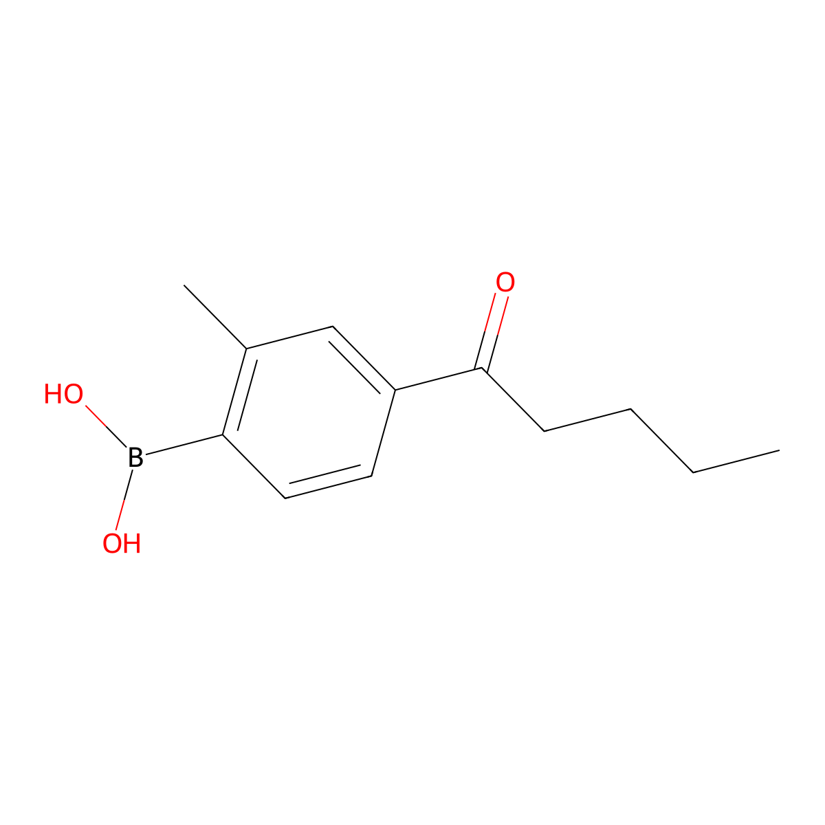 2-Methyl-4-pentanoylphenylboronic acid molecular structure, CAS 1793003-61-8