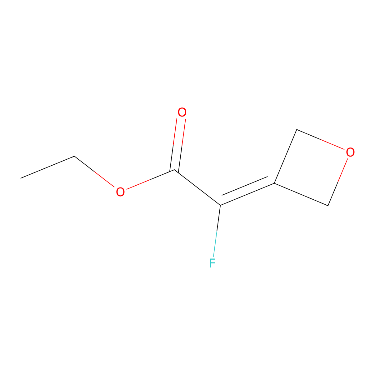 Ethyl 2-fluoro-2-(oxetan-3-ylidene)acetate molecular structure, CAS 1793092-96-2