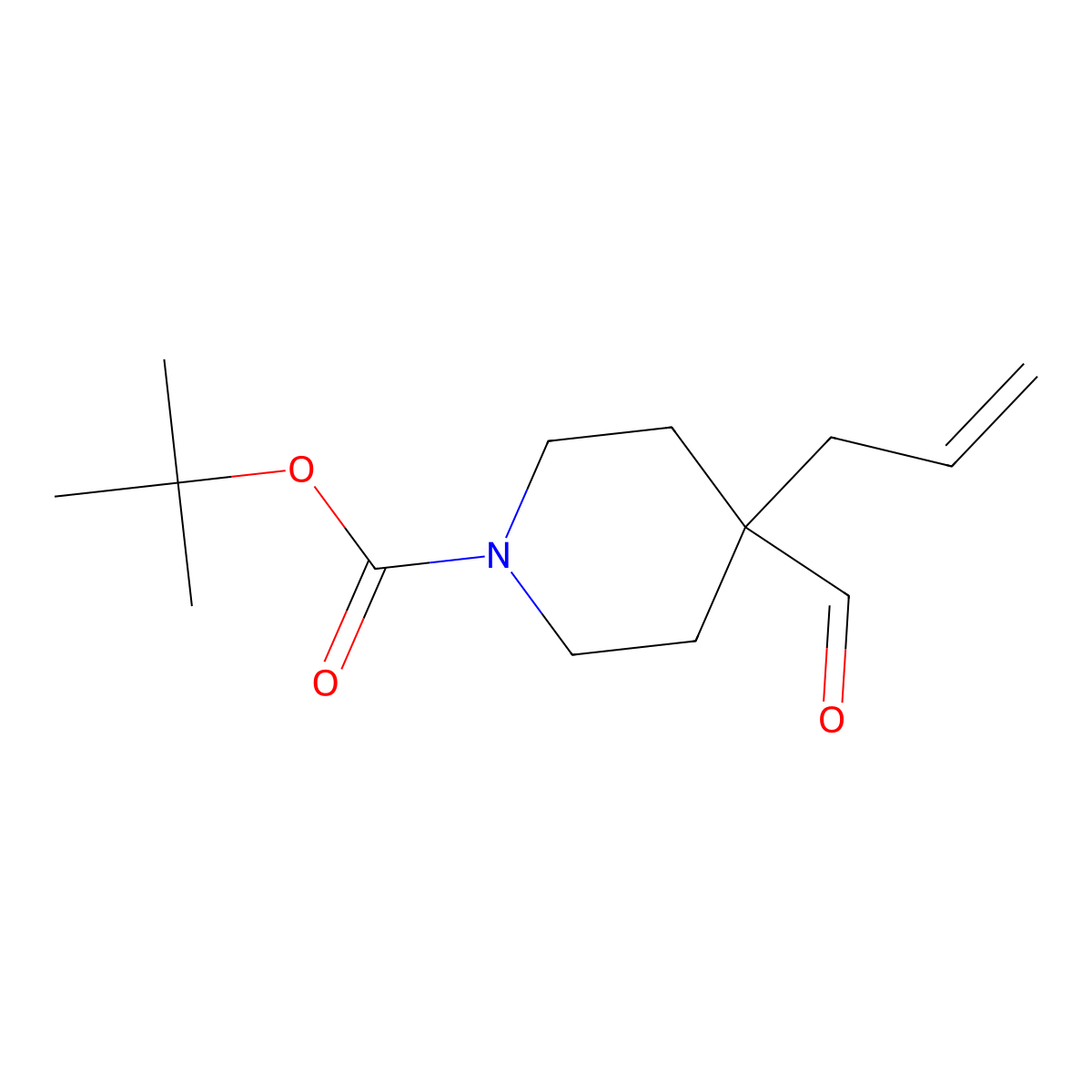 Tert-butyl 4-formyl-4-(prop-2-en-1-yl)piperidine-1-carboxylate molecular structure, CAS 1793108-52-7