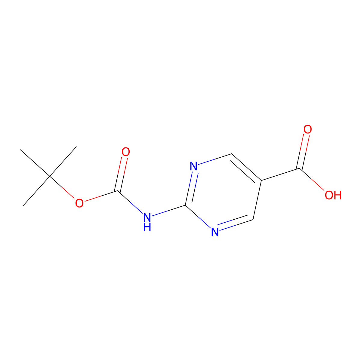 2-((tert-Butoxycarbonyl)amino)pyrimidine-5-carboxylic acid molecular structure, CAS 179322-60-2