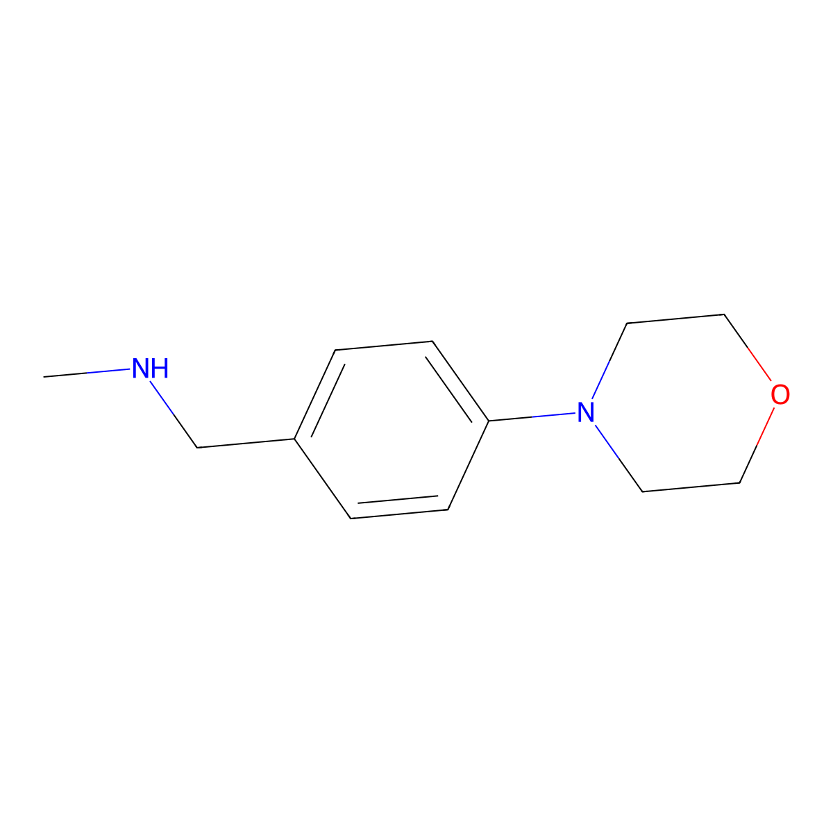 Methyl(((4-(morpholin-4-yl)phenyl)methyl))amine molecular structure, CAS 179328-22-4