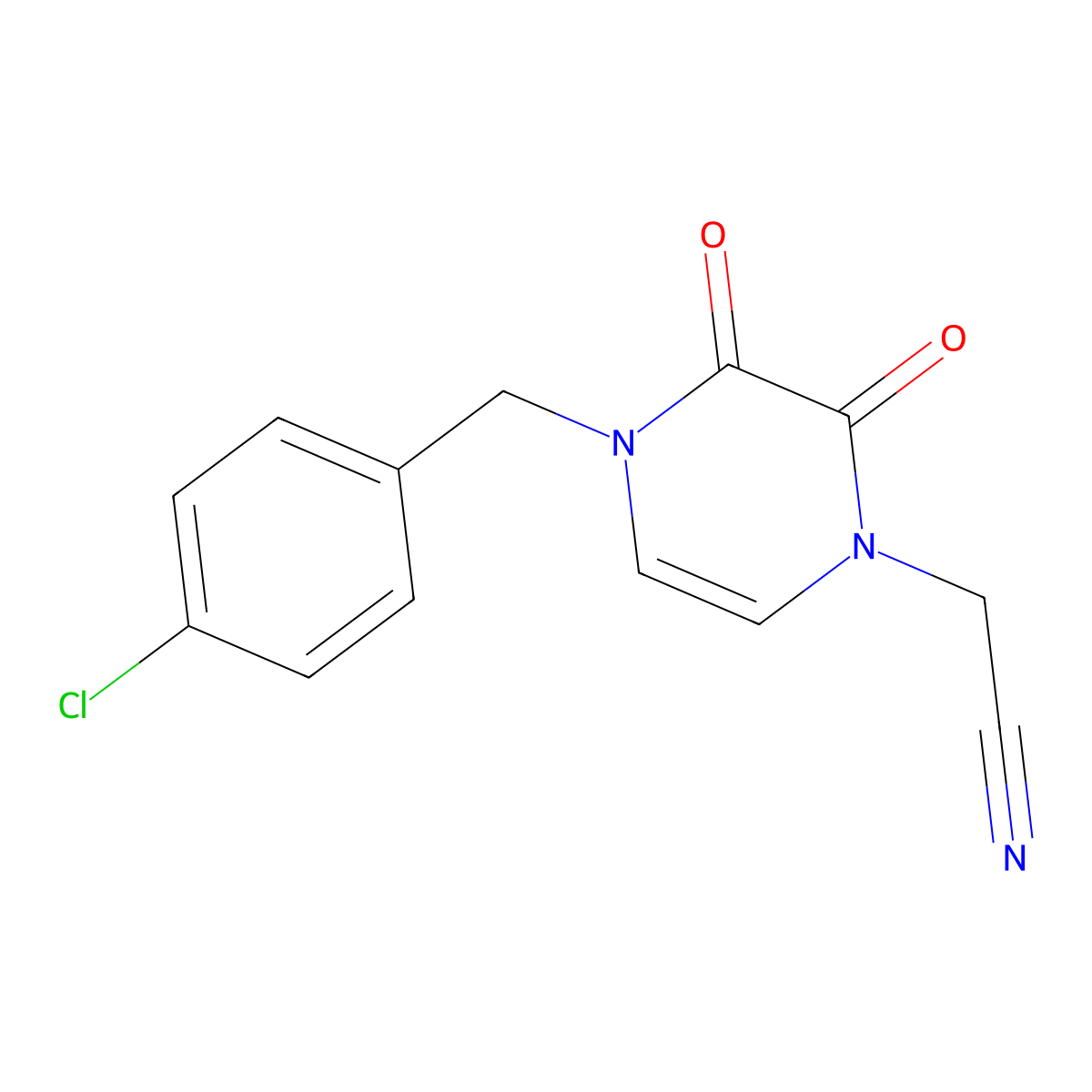 2-{4-[(4-Chlorophenyl)methyl]-2,3-dioxo-1,2,3,4-tetrahydropyrazin-1-yl}acetonitrile molecular structure, CAS 1793788-84-7