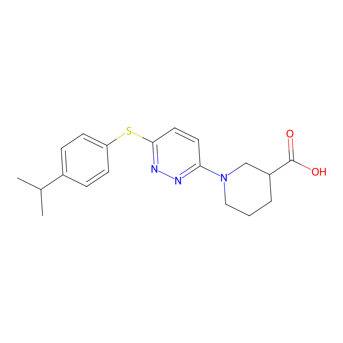 1-{6-[(4-Isopropylphenyl)thio]pyridazin-3-yl}piperidine-3-carboxylic acid molecular structure, CAS 1793835-82-1