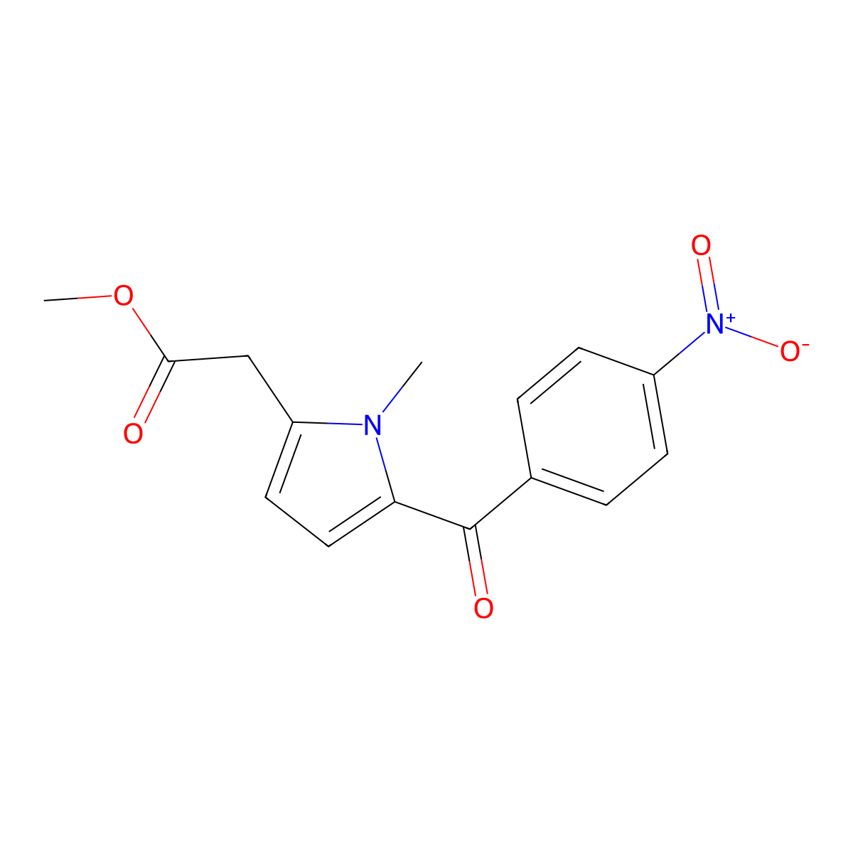 Methyl 2-(1-methyl-5-(4-nitrobenzoyl)-1H-pyrrol-2-YL)acetate molecular structure, CAS 179384-46-4