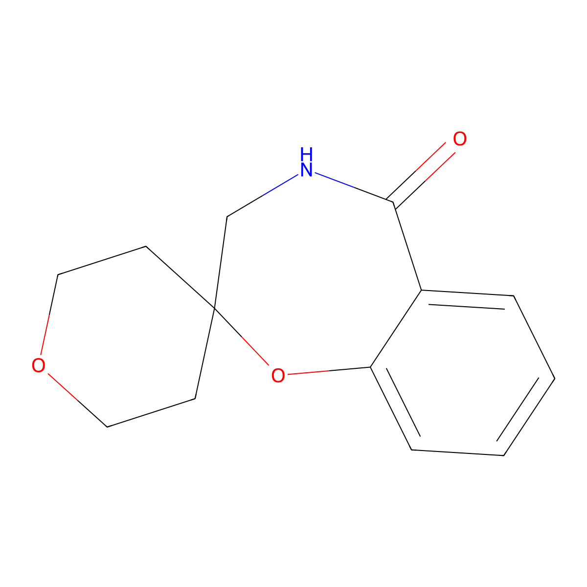 2',3,3',4,5',6'-hexahydro-5H-spiro[benzo[f][1,4]oxazepine-2,4'-pyran]-5-one molecular structure, CAS 1793845-99-4