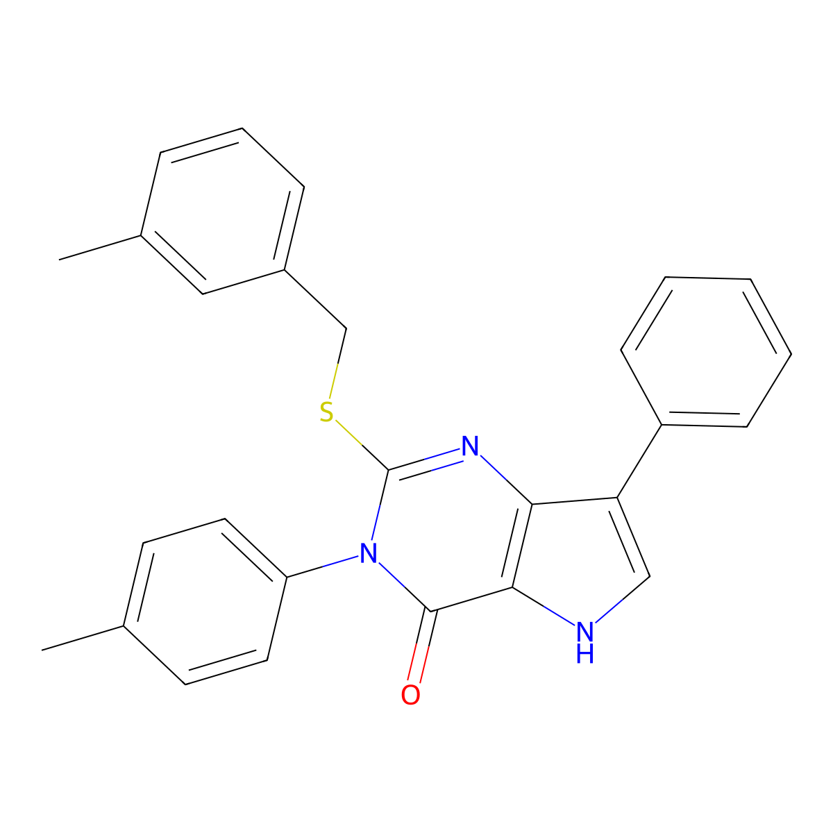2-((3-methylbenzyl)thio)-7-phenyl-3-(p-tolyl)-3H-pyrrolo[3,2-d]pyrimidin-4(5H)-one molecular structure, CAS 1793846-38-4