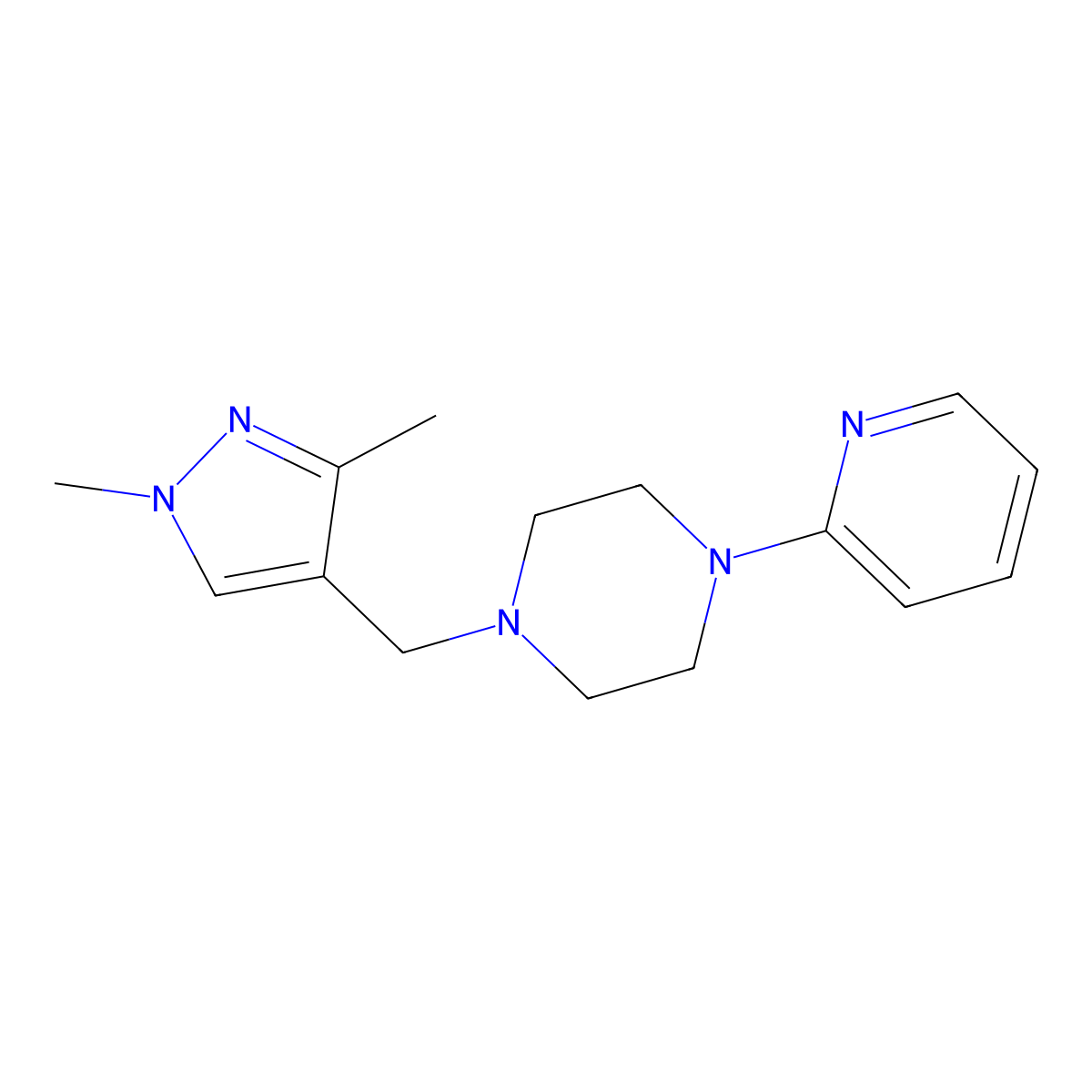 1-[(1,3-dimethyl-1H-pyrazol-4-yl)methyl]-4-(pyridin-2-yl)piperazine molecular structure, CAS 1793849-88-3
