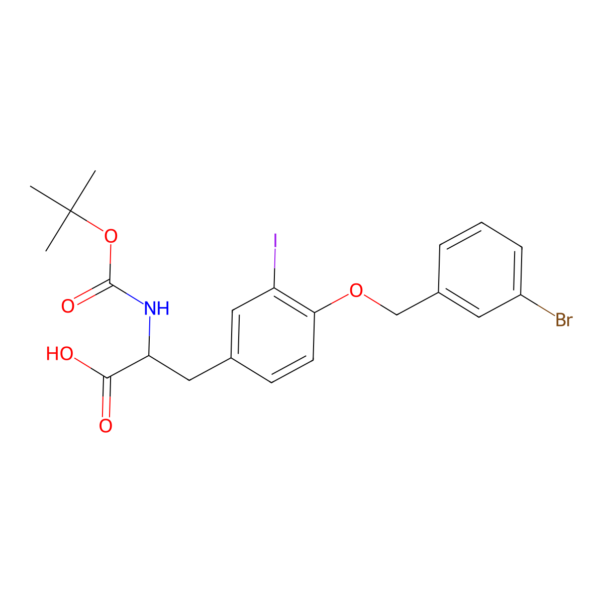 (2S)-2-[(tert-Butoxy)carbonylamino]-3-(4-[(3-bromophenyl)methoxy]-3-iodophenyl)propanoic acid molecular structure, CAS 179385-37-6