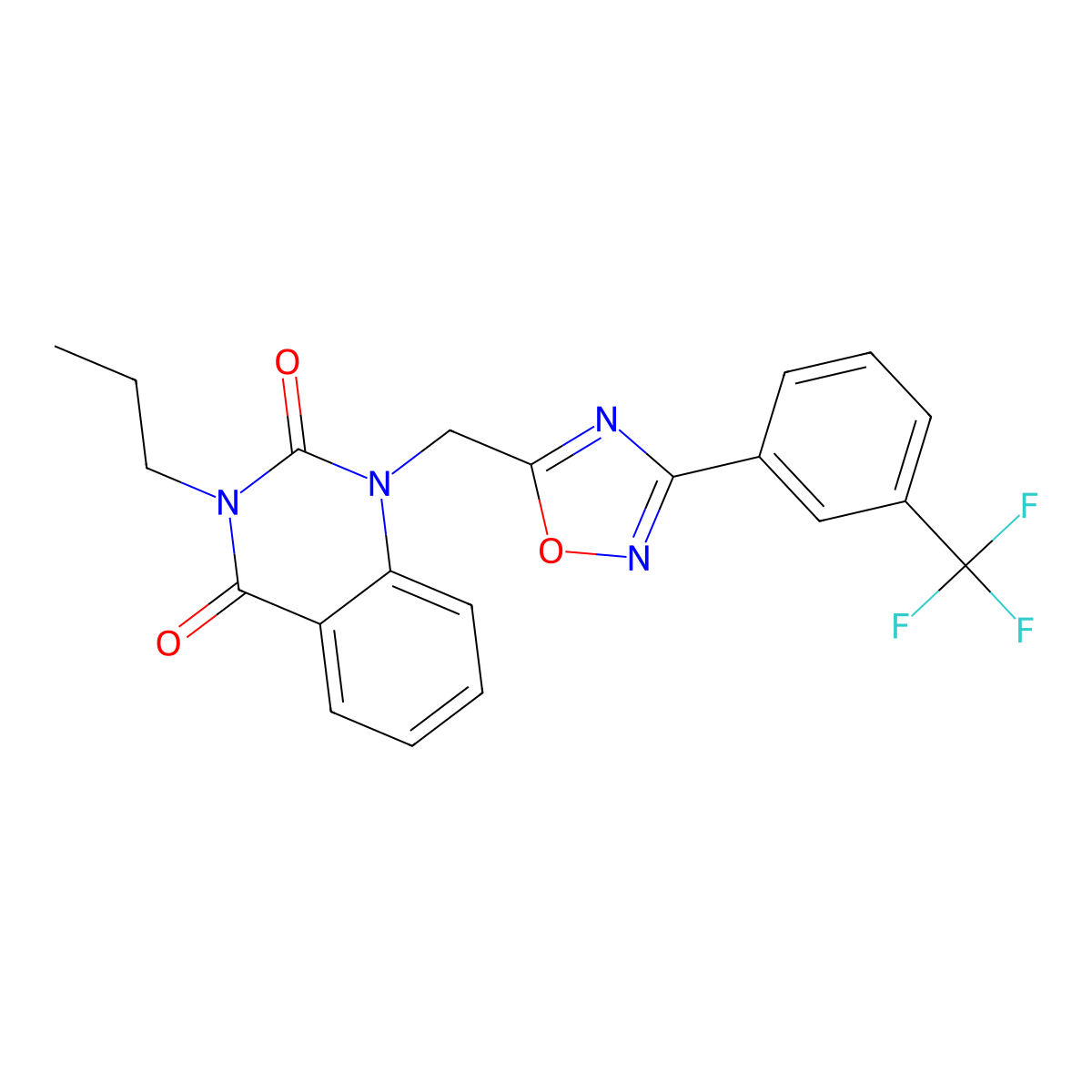 3-Propyl-1-({3-[3-(trifluoromethyl)phenyl]-1,2,4-oxadiazol-5-yl}methyl)-1,2,3,4-tetrahydroquinazoline-2,4-dione molecular structure, CAS 1793850-99-3