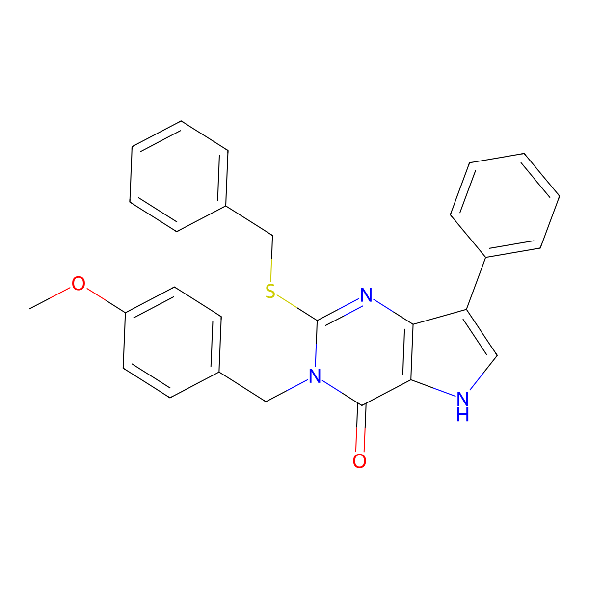 2-(benzylthio)-3-(4-methoxybenzyl)-7-phenyl-3H-pyrrolo[3,2-d]pyrimidin-4(5H)-one molecular structure, CAS 1793859-50-3