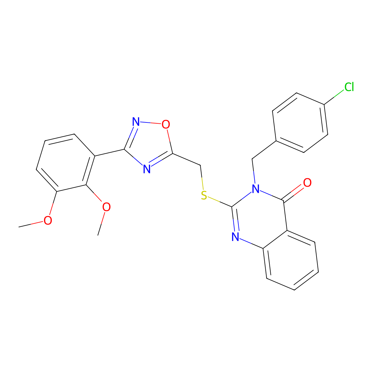 3-(4-chlorobenzyl)-2-(((3-(2,3-dimethoxyphenyl)-1,2,4-oxadiazol-5-yl)methyl)thio)quinazolin-4(3H)-one molecular structure, CAS 1793867-08-9
