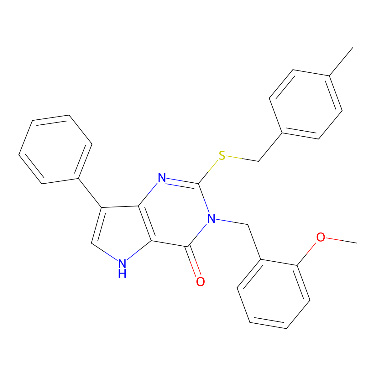 3-(2-methoxybenzyl)-2-((4-methylbenzyl)thio)-7-phenyl-3H-pyrrolo[3,2-d]pyrimidin-4(5H)-one molecular structure, CAS 1793873-17-2