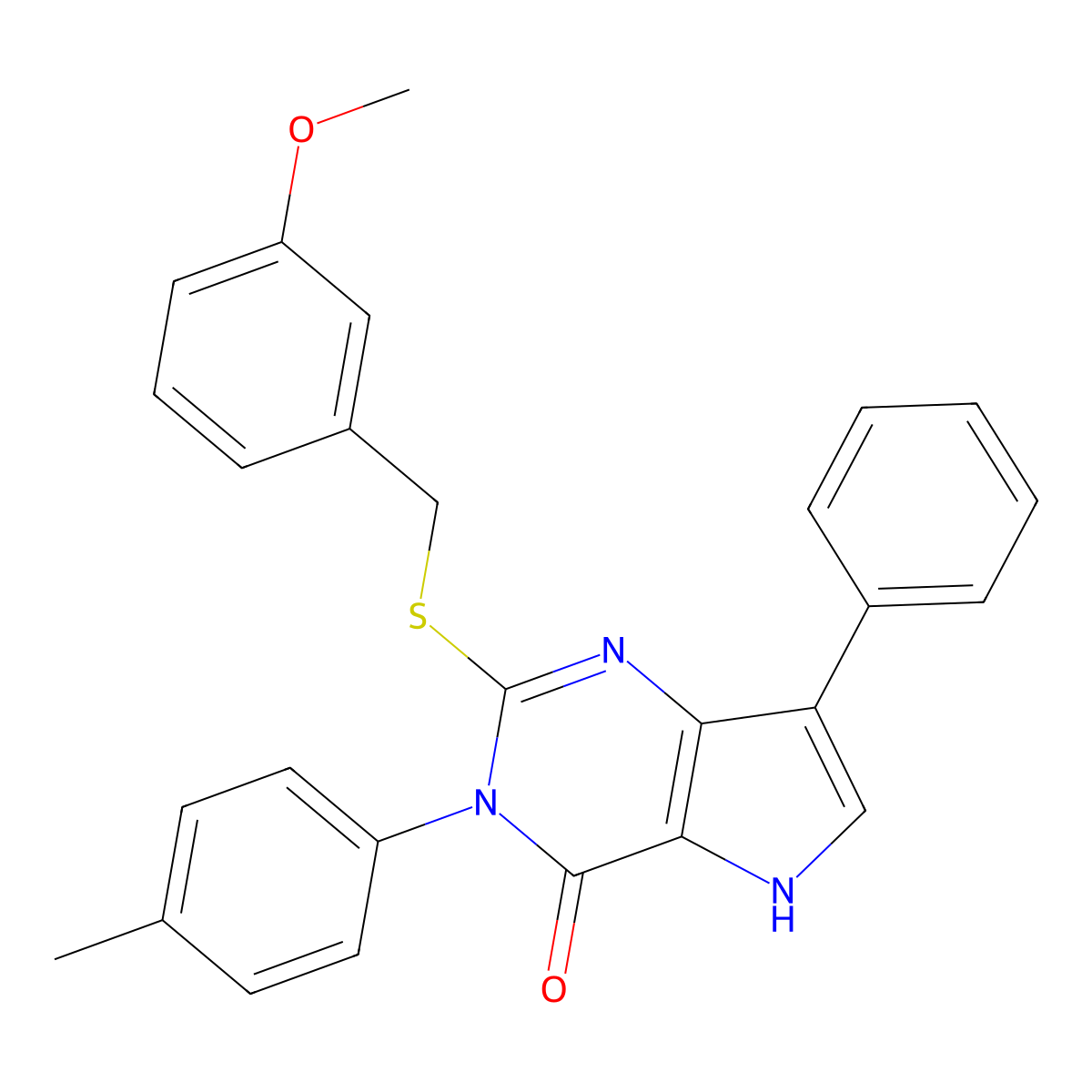 2-((3-methoxybenzyl)thio)-7-phenyl-3-(p-tolyl)-3H-pyrrolo[3,2-d]pyrimidin-4(5H)-one molecular structure, CAS 1793879-56-7