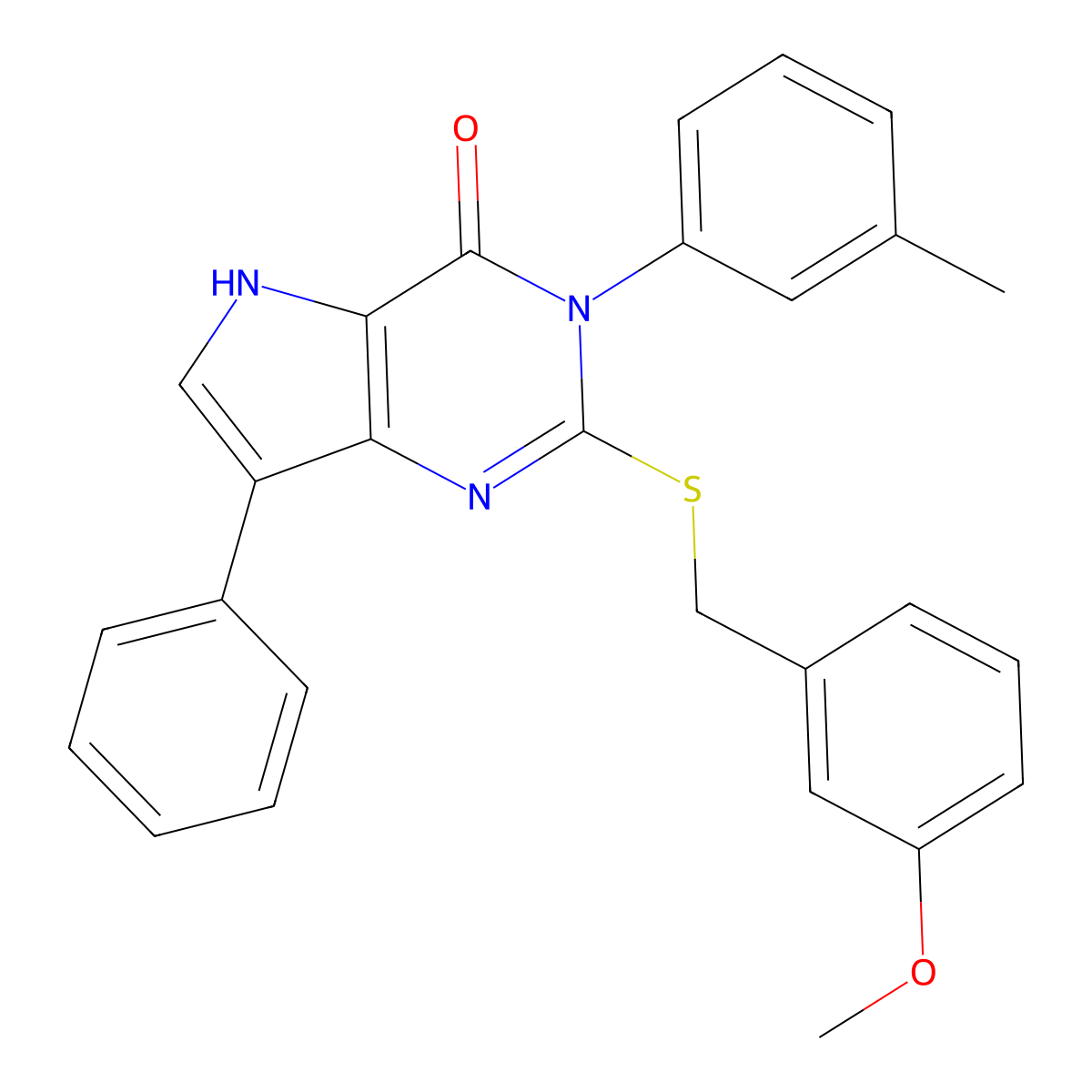 2-((3-methoxybenzyl)thio)-7-phenyl-3-(m-tolyl)-3H-pyrrolo[3,2-d]pyrimidin-4(5H)-one molecular structure, CAS 1793882-30-0