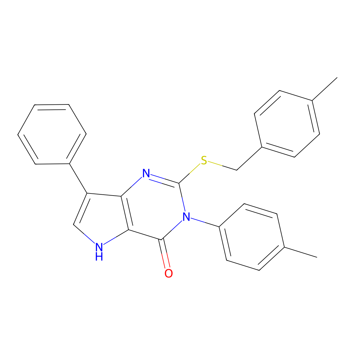 2-((4-methylbenzyl)thio)-7-phenyl-3-(p-tolyl)-3H-pyrrolo[3,2-d]pyrimidin-4(5H)-one molecular structure, CAS 1793887-75-8