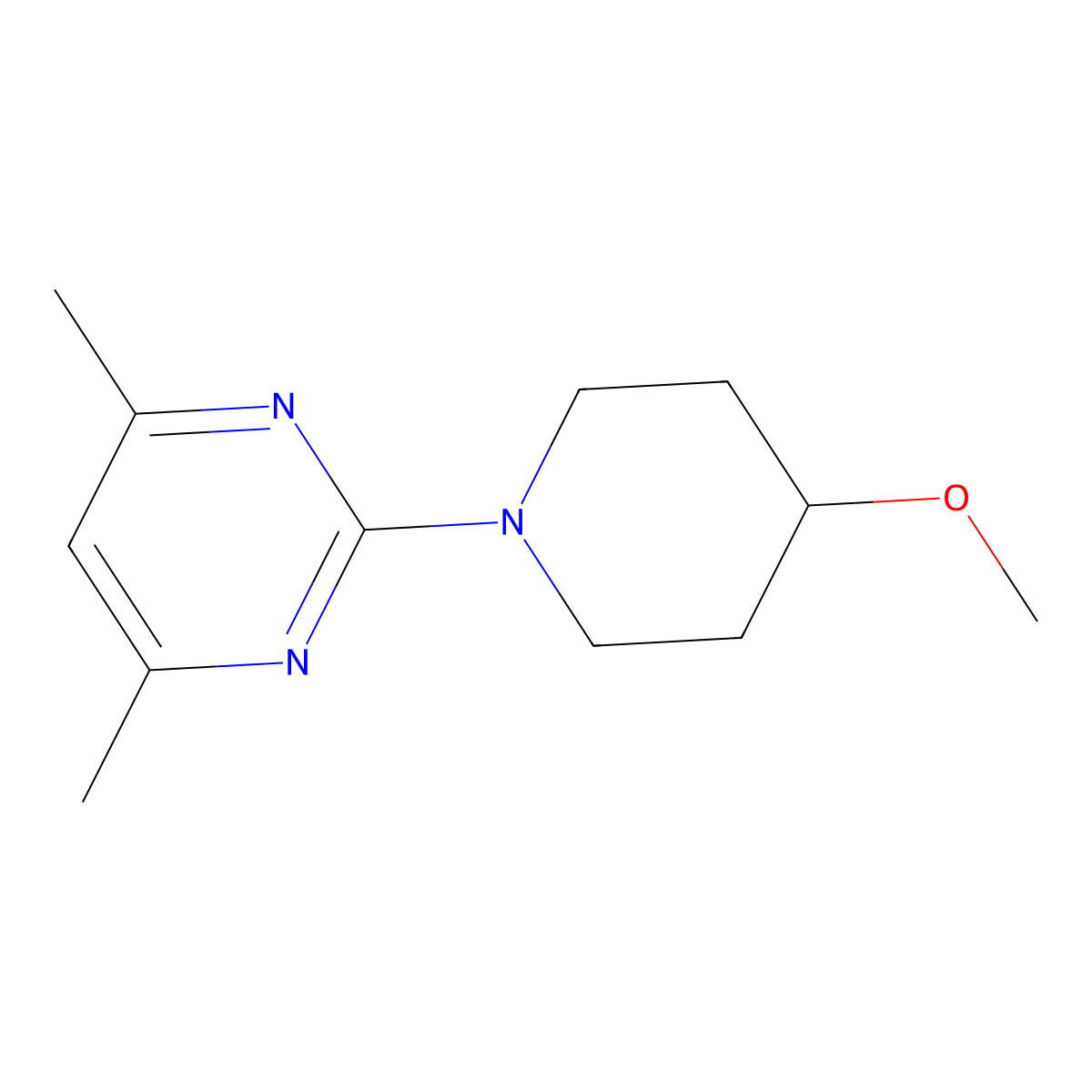 2-(4-Methoxypiperidin-1-yl)-4,6-dimethylpyrimidine molecular structure, CAS 1793987-40-2