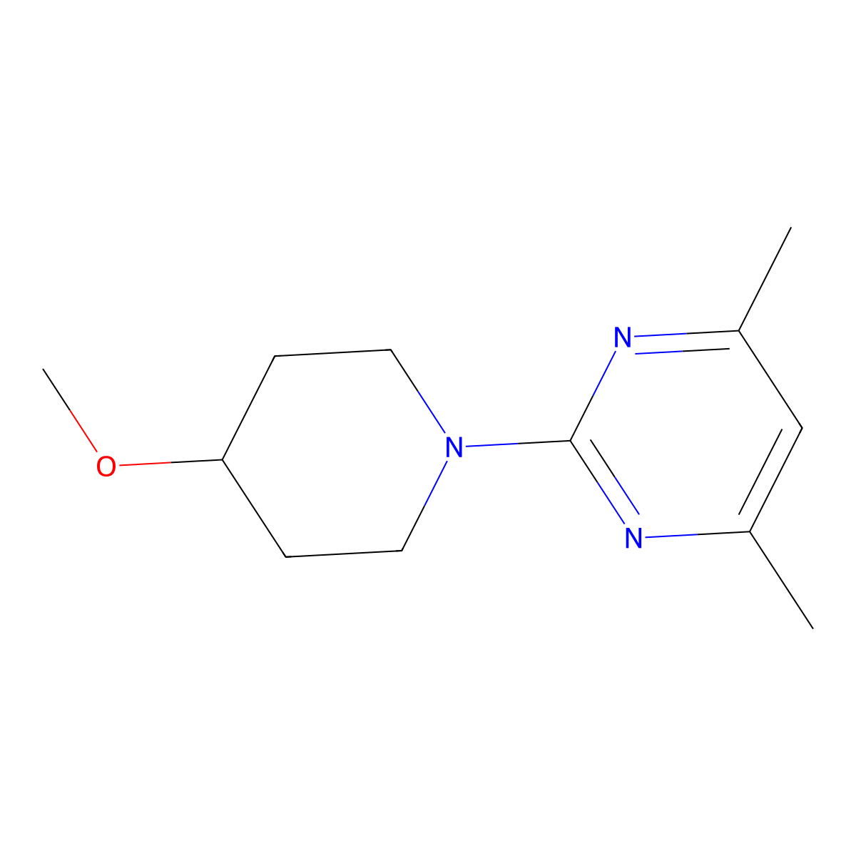 2-(4-Methoxypiperidin-1-yl)-4,6-dimethylpyrimidine molecular structure, CAS 1793987-40-2