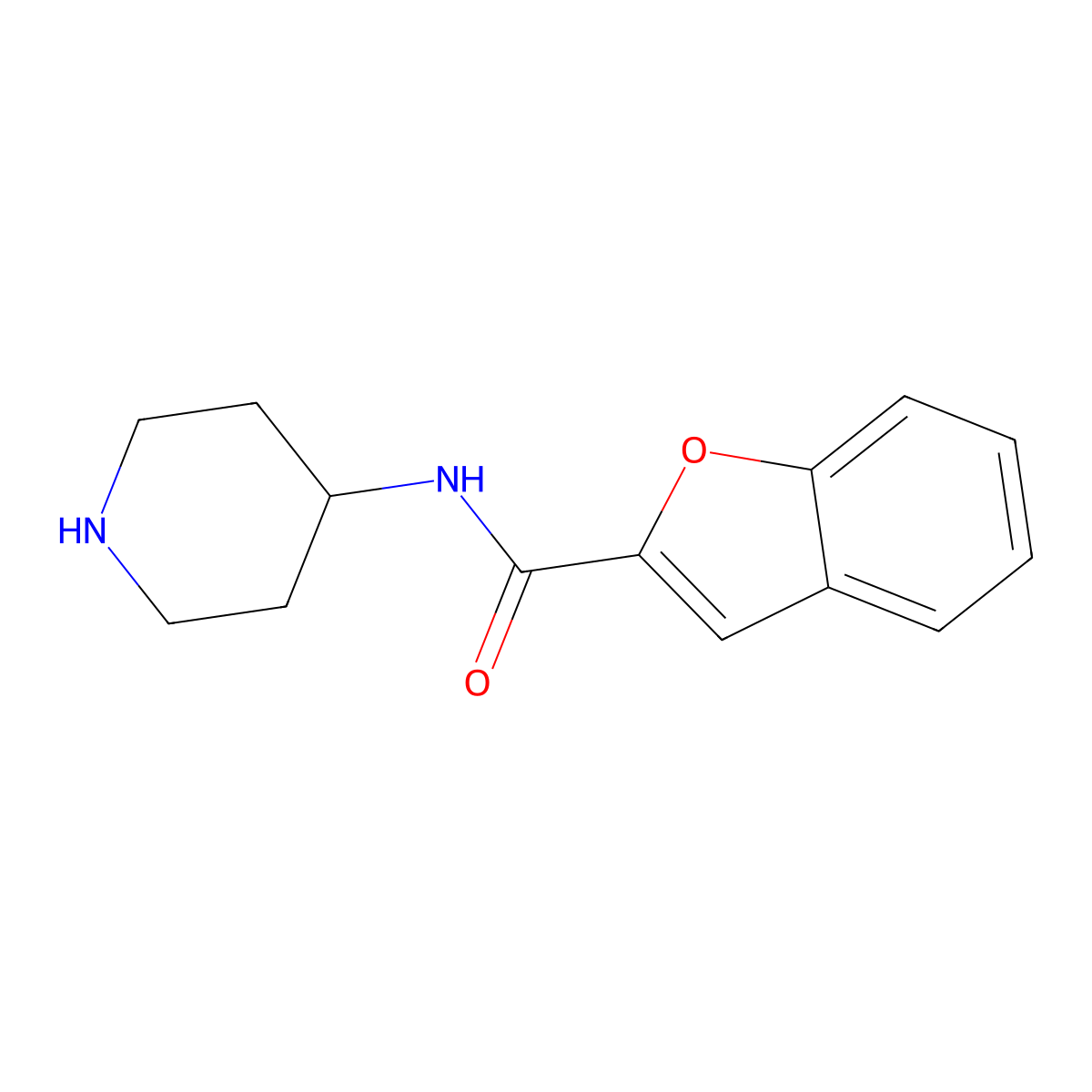N-(Piperidin-4-yl)-1-benzofuran-2-carboxamide molecular structure, CAS 179399-24-7