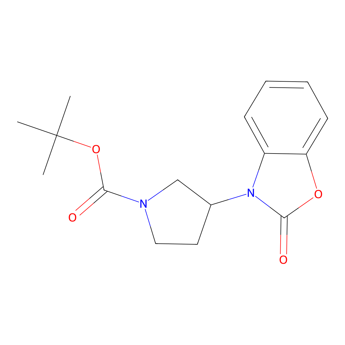 Tert-butyl 3-(2-oxo-2,3-dihydro-1,3-benzoxazol-3-yl)pyrrolidine-1-carboxylate molecular structure, CAS 1793996-52-7