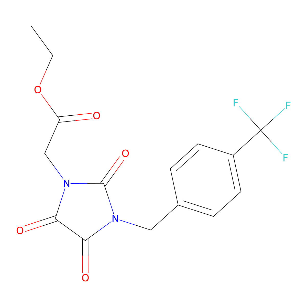 Ethyl 2-{2,4,5-trioxo-3-[4-(trifluoromethyl)benzyl]-1-imidazolidinyl}acetate molecular structure, CAS 179412-40-9