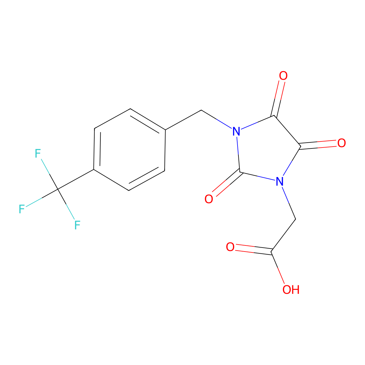2-{2,4,5-Trioxo-3-[4-(trifluoromethyl)benzyl]-1-imidazolidinyl}acetic acid molecular structure, CAS 179412-71-6