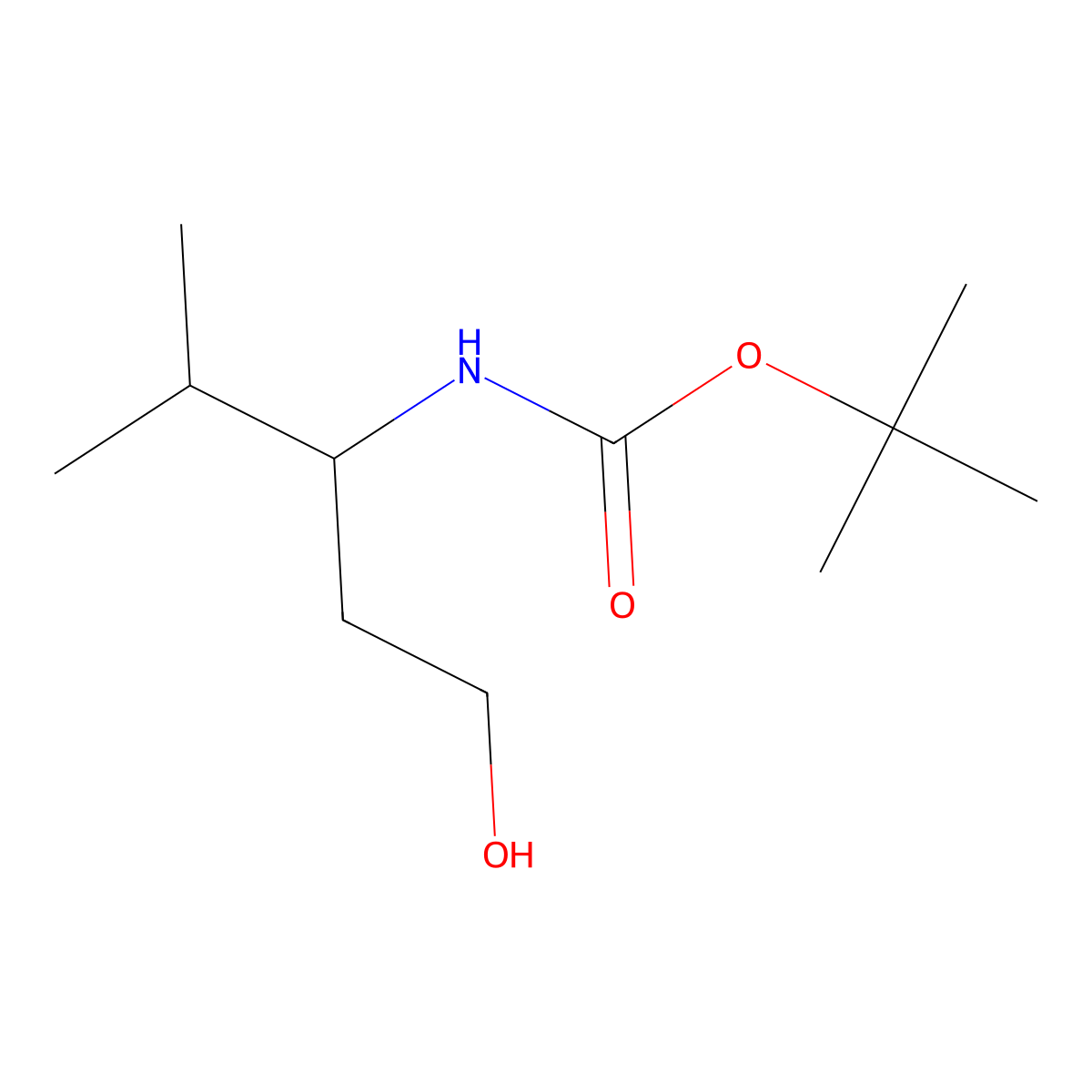 tert-butyl N-[(3S)-1-hydroxy-4-methylpentan-3-yl]carbamate molecular structure, CAS 179412-80-7