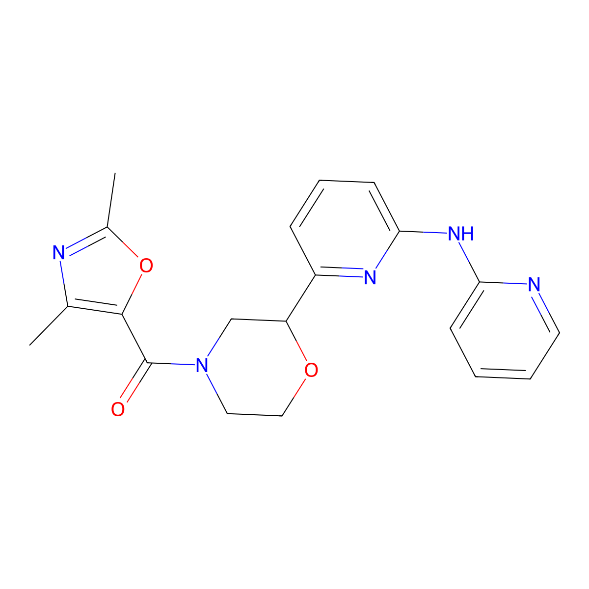 Methanone, (2,4-dimethyl-5-oxazolyl)[2-[6-(2-pyridinylamino)-2-pyridinyl]-4-morpholinyl]- molecular structure, CAS 1794120-01-6