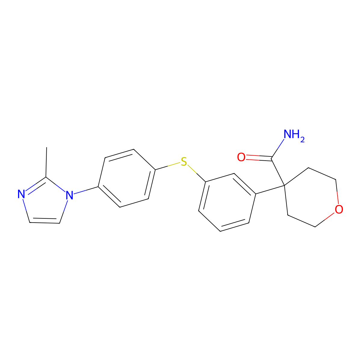 4-(3-((4-(2-Methyl-1H-imidazol-1-yl)phenyl)sulfanyl)phenyl)tetrahydro-2H-pyran-4-carboxamide molecular structure, CAS 179420-17-8