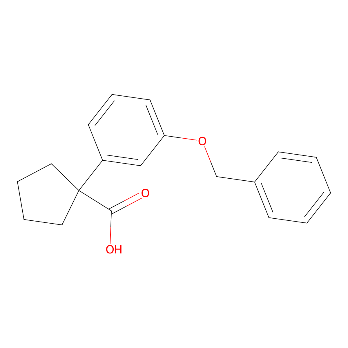 1-(3-Phenylmethoxyphenyl)cyclopentane-1-carboxylic acid molecular structure, CAS 179420-92-9