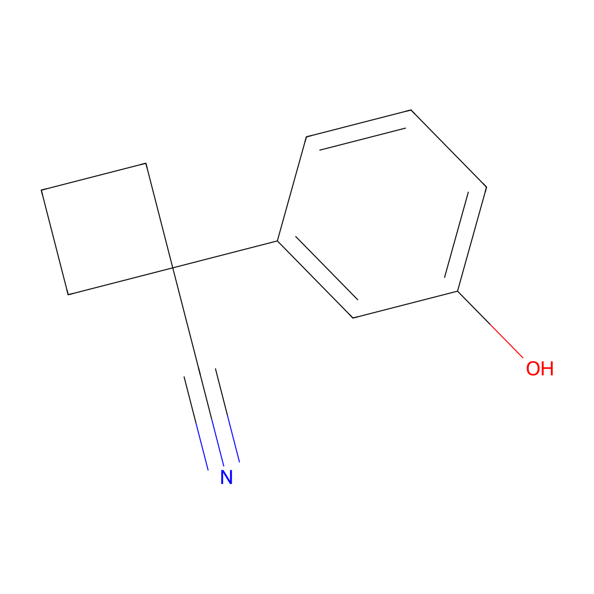 1-(3-Hydroxyphenyl)cyclobutane-1-carbonitrile molecular structure, CAS 179420-95-2
