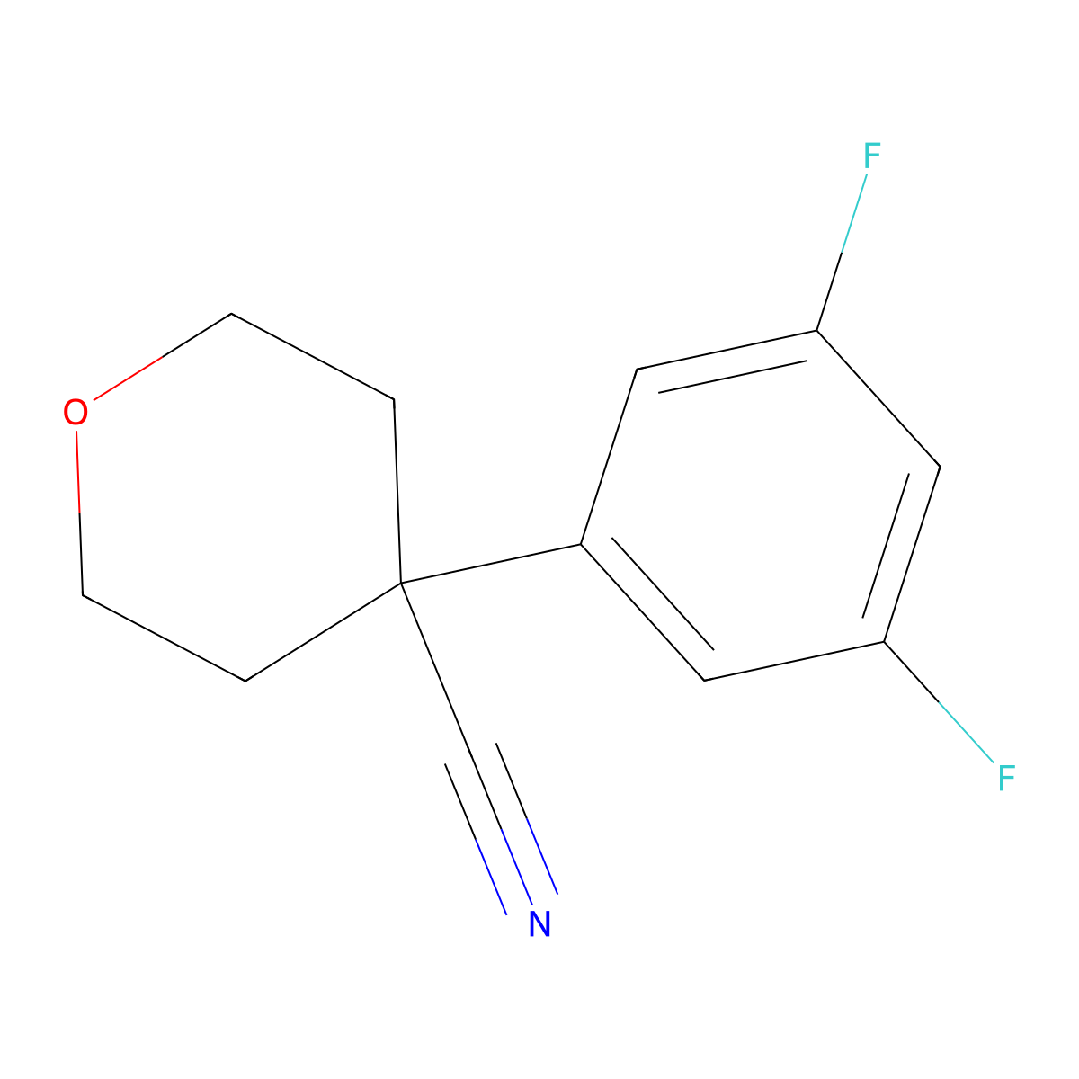 4-(3,5-difluorophenyl)tetrahydro-2H-pyran-4-carbonitrile molecular structure, CAS 179421-07-9