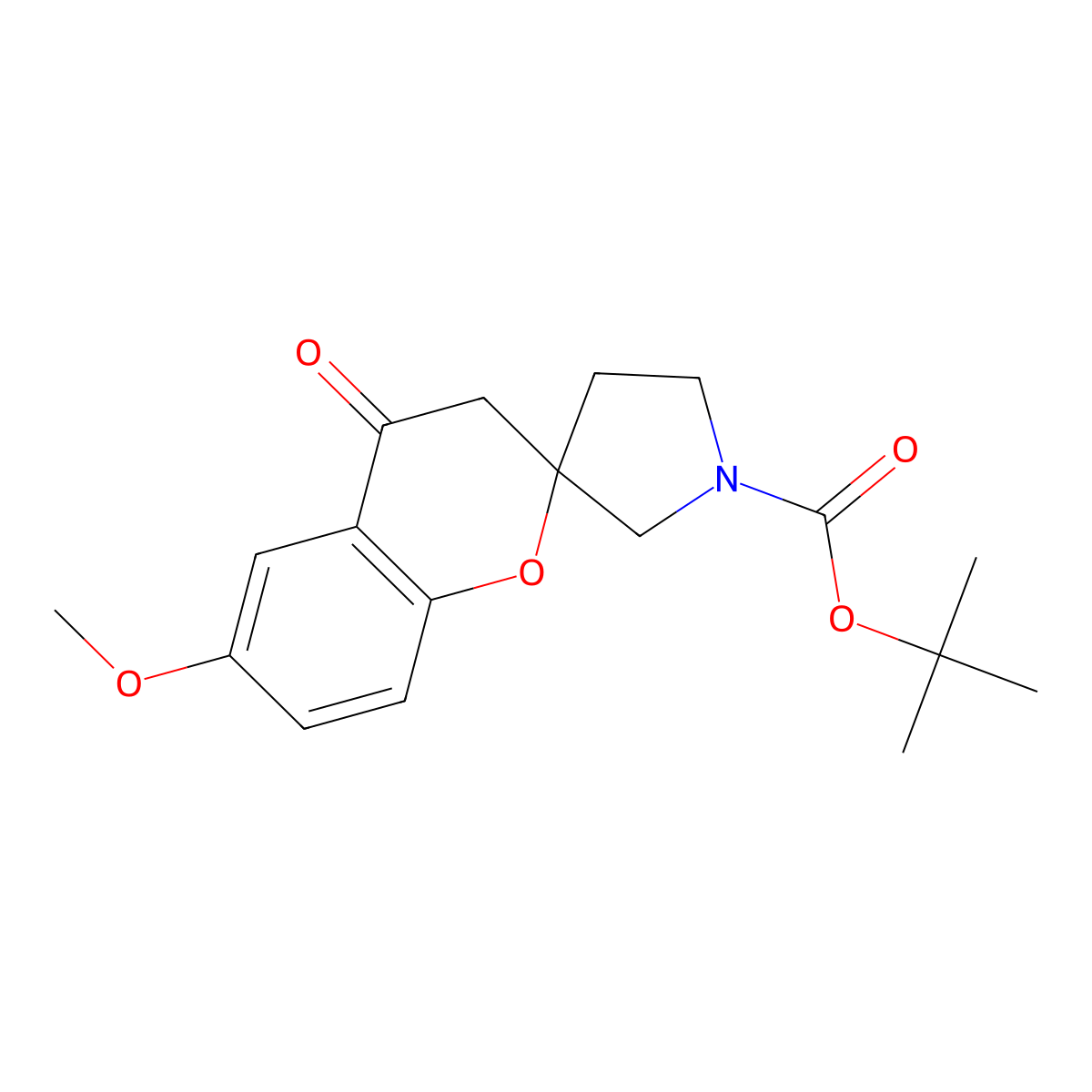 tert-Butyl 6-methoxy-4-oxo-3,4-dihydrospiro[1-benzopyran-2,3'-pyrrolidine]-1'-carboxylate molecular structure, CAS 1794299-96-9