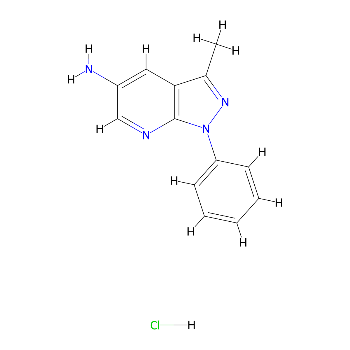 3-methyl-1-phenyl-1H-pyrazolo[3,4-b]pyridin-5-amine hydrochloride molecular structure, CAS 1794300-26-7