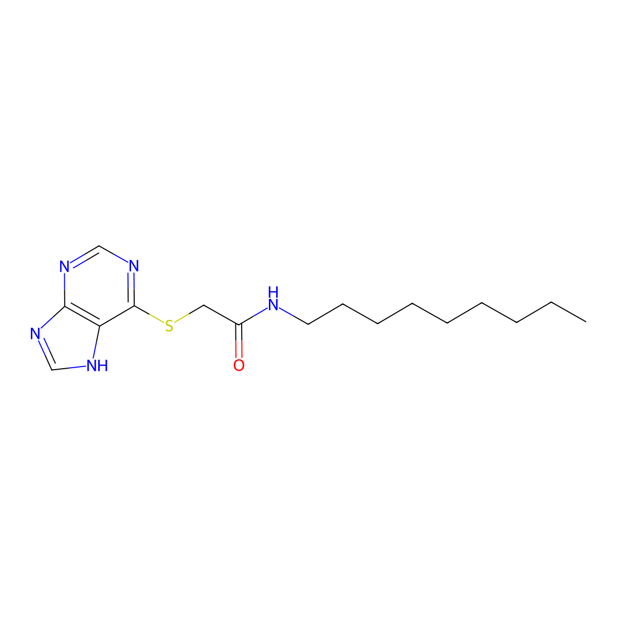 N-nonyl-2-(7H-purin-6-ylsulfanyl)acetamide molecular structure, CAS 1794320-55-0