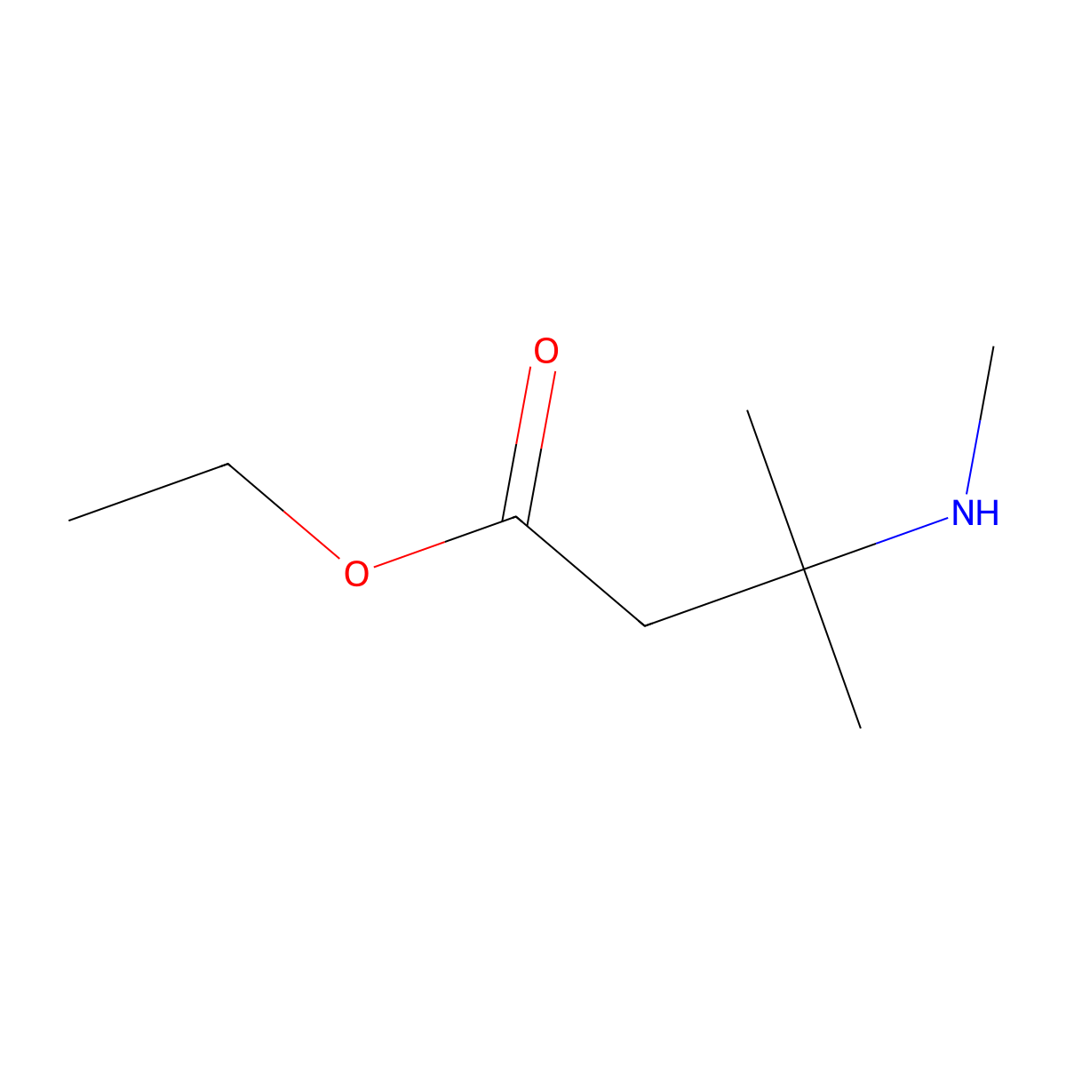Ethyl 3-methyl-3-(methylamino)butanoate molecular structure, CAS 17945-48-1