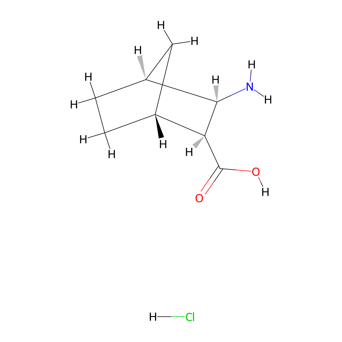 rac-(1R,2S,3R,4S)-3-aminobicyclo(2.2.1)heptane-2-carboxylic acid hydrochloride molecular structure, CAS 179462-37-4