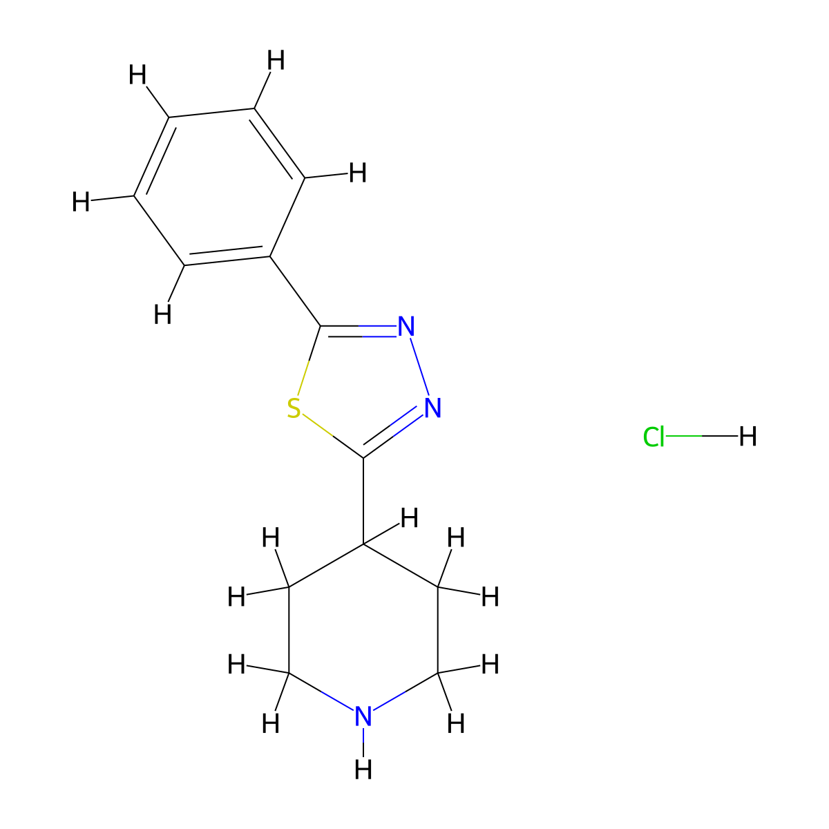 2-Phenyl-5-(piperidin-4-yl)-1,3,4-thiadiazole hydrochloride molecular structure, CAS 1794640-09-7