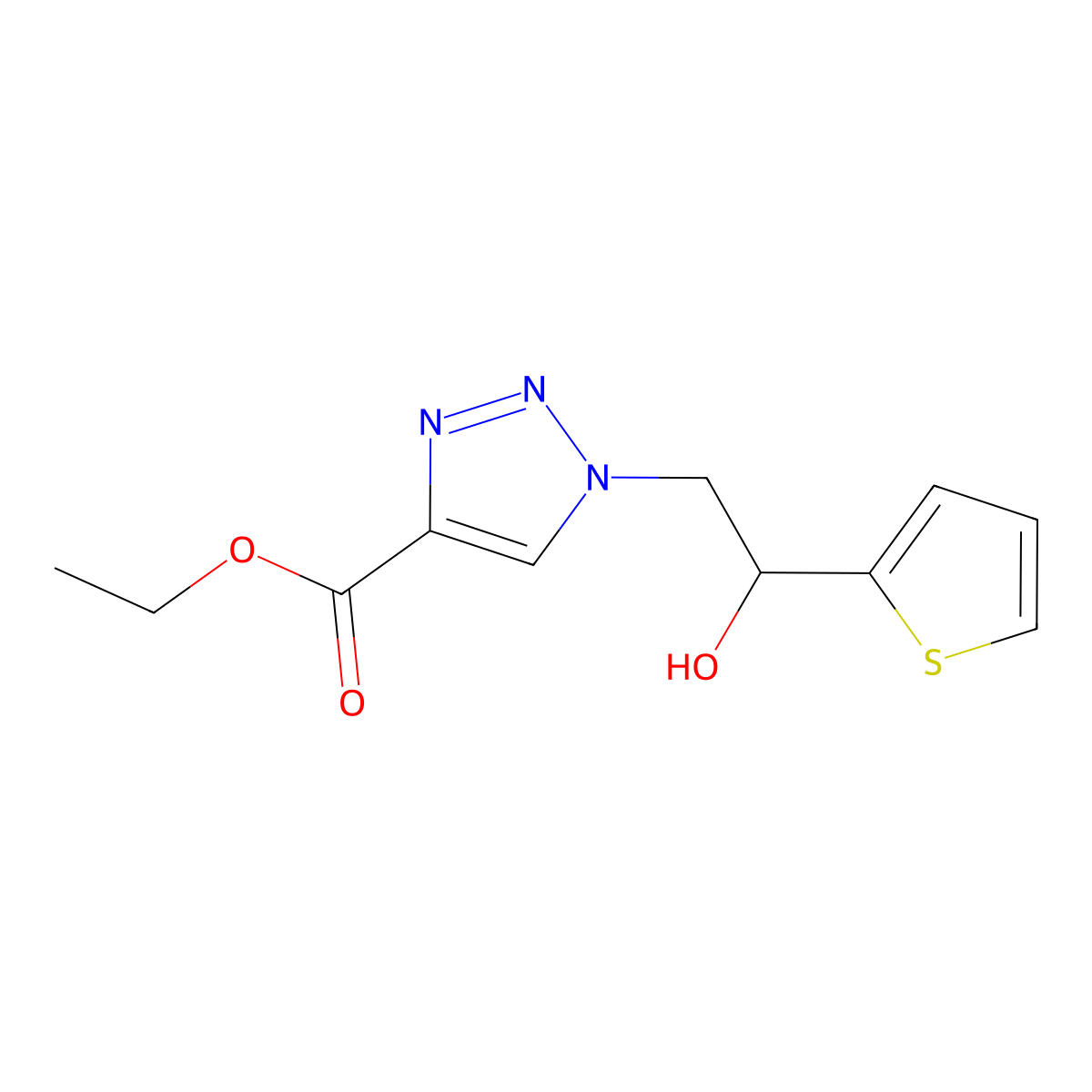 ethyl 1-[2-hydroxy-2-(2-thienyl)ethyl]-1H-1,2,3-triazole-4-carboxylate molecular structure, CAS 1794664-54-2