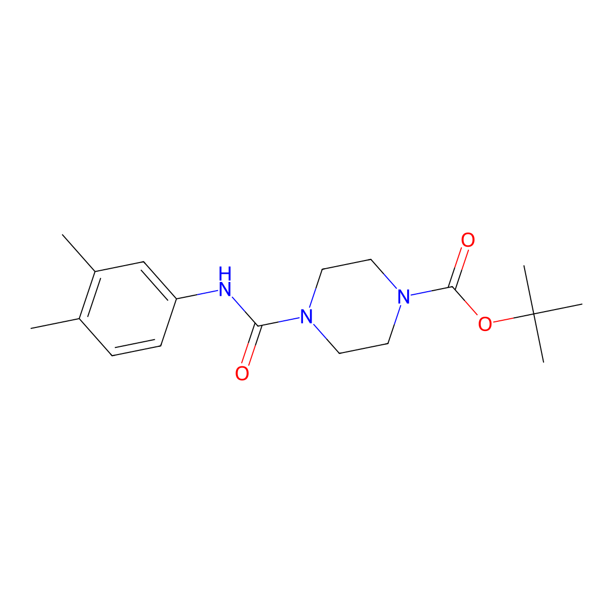 Tert-butyl 4-[(3,4-dimethylphenyl)carbamoyl]piperazine-1-carboxylate molecular structure, CAS 1794736-59-6